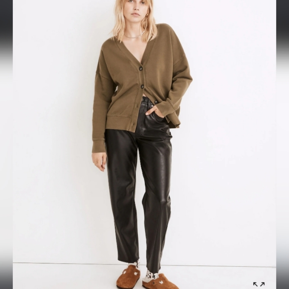 Madewell (Re)sourced Cotton Cardigan in Olive Green, Size S - Picture 5 of 6
